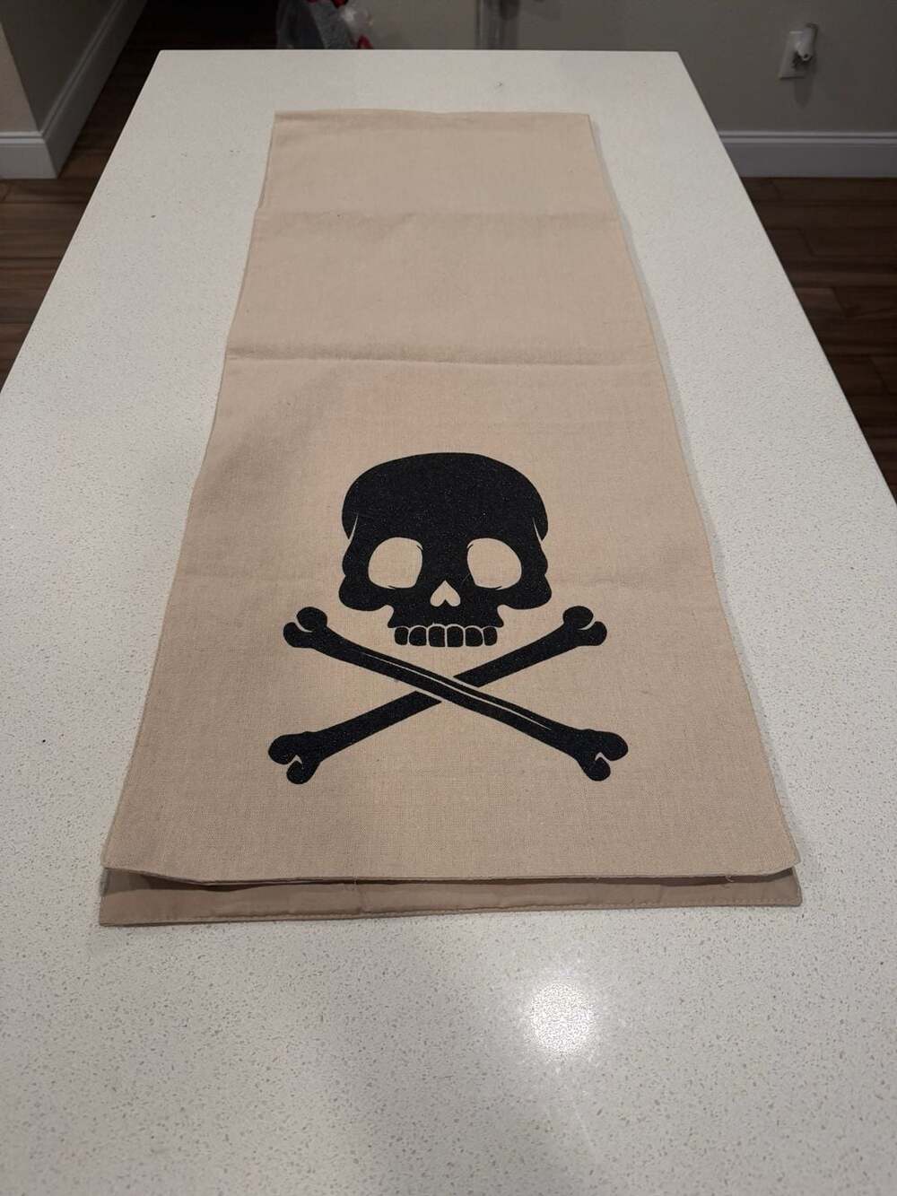 Skull and crossbones table runner 70 inches